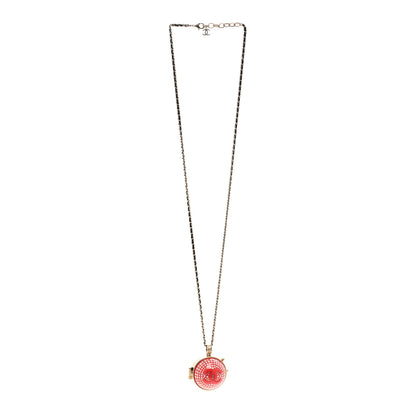 Chanel Resin Lambskin CC Ball Pendant Necklace Gold Pink 3 of 5