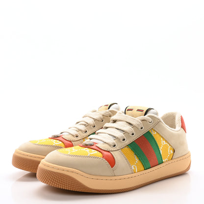 Gucci Lame GG Monogram Nubuck Web Screener Sneakers 37.5 Dusty Milk Yellow 4 of 8