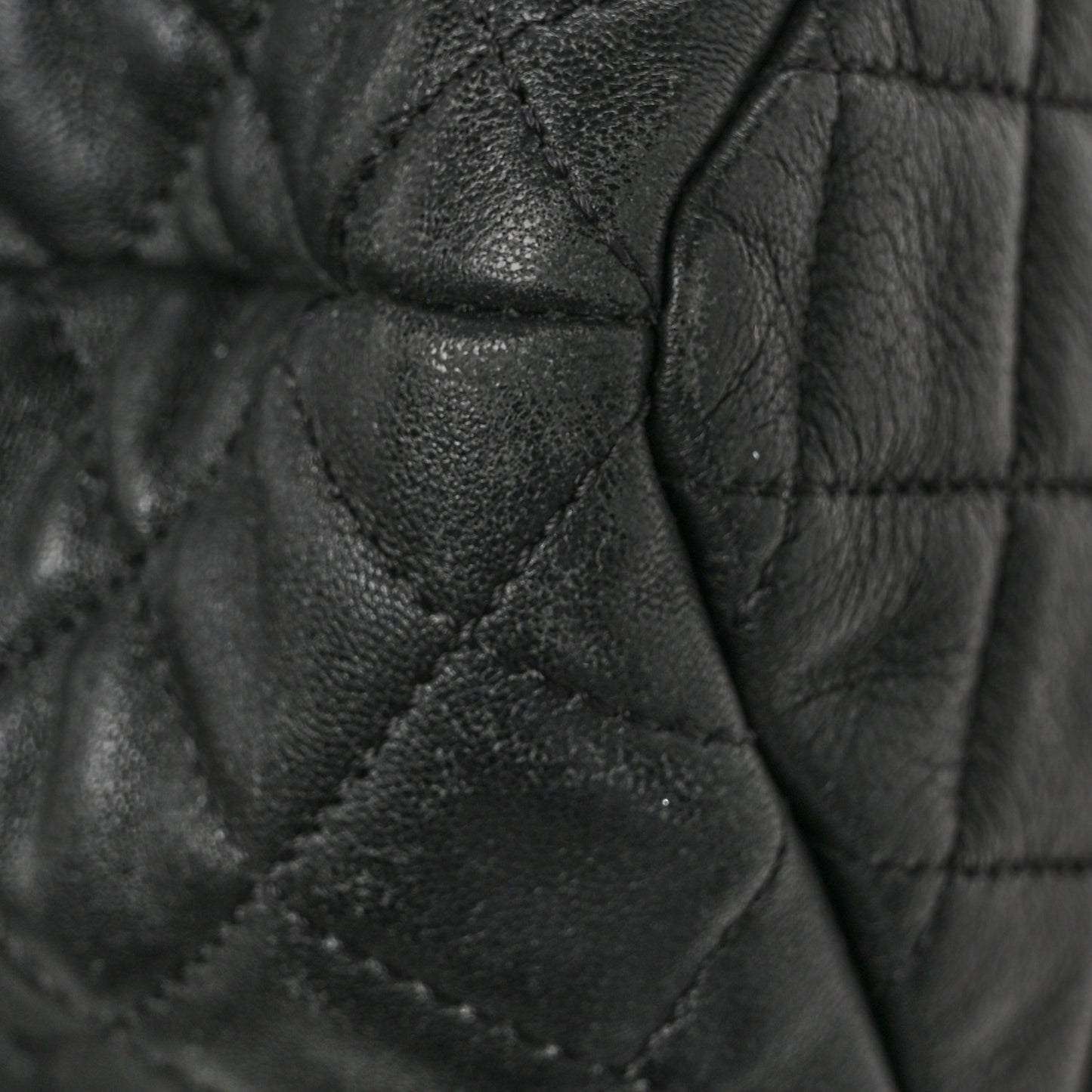 Lambskin Quilted CC Chain Bucket Bag Black Black