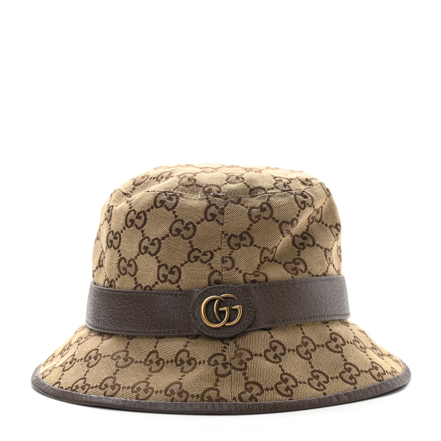 Gucci Monogram Textured Dollar Calfskin GG Jago Bucket Hat XL Cacao Beige 5 of 9