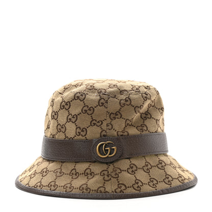 Gucci Monogram Textured Dollar Calfskin GG Jago Bucket Hat XL Cacao Beige 5 of 9