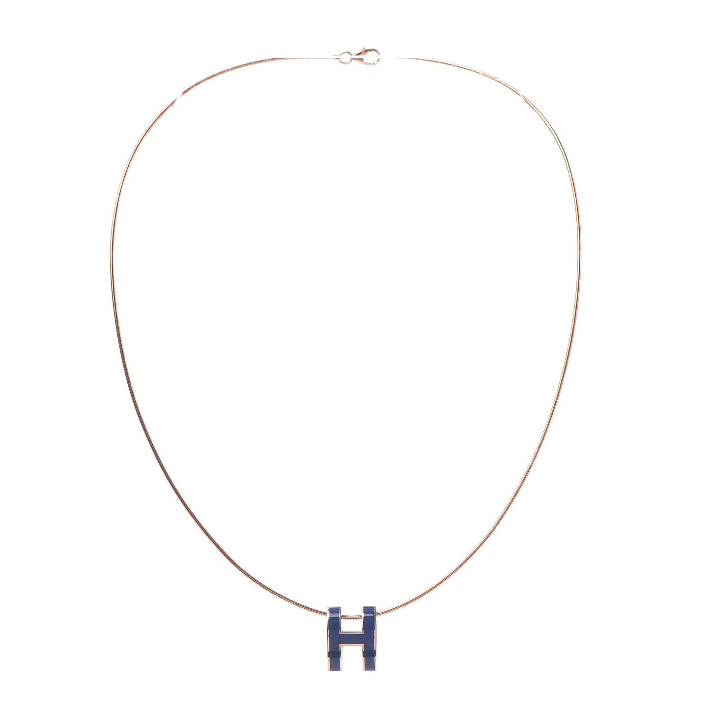 Rose Gold Lacquered Pop H Pendant Necklace Navy Bleu