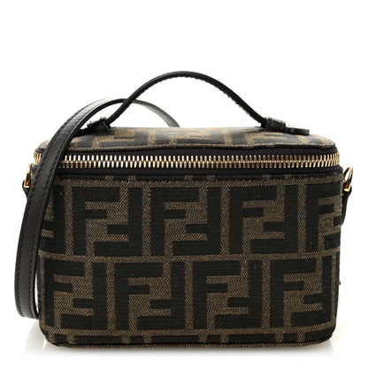 Fendi Vitello Grace Jacquard FF MIni Vanity Bag Tobacco Brown 1 of 10