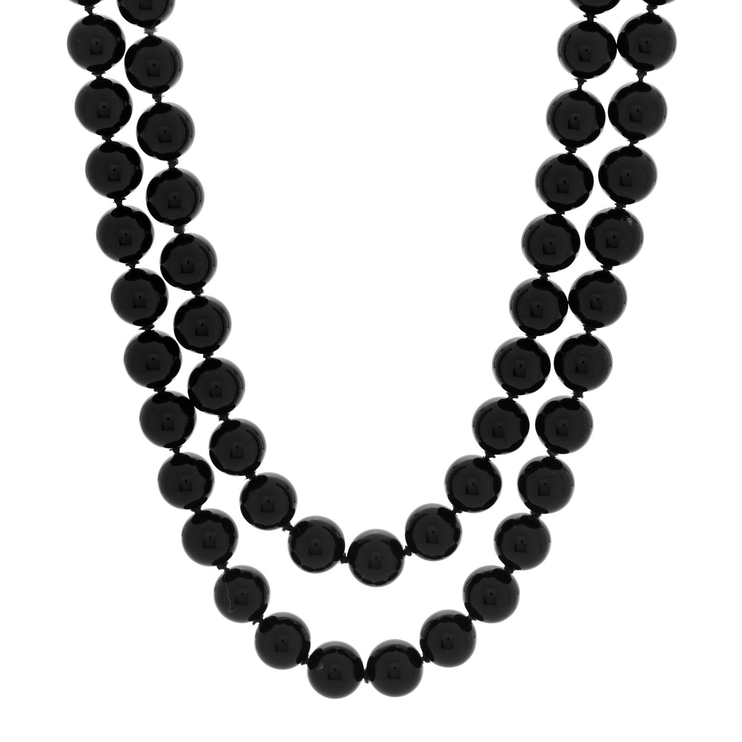 Sterling Silver Black Onyx 10mm Bead Necklace