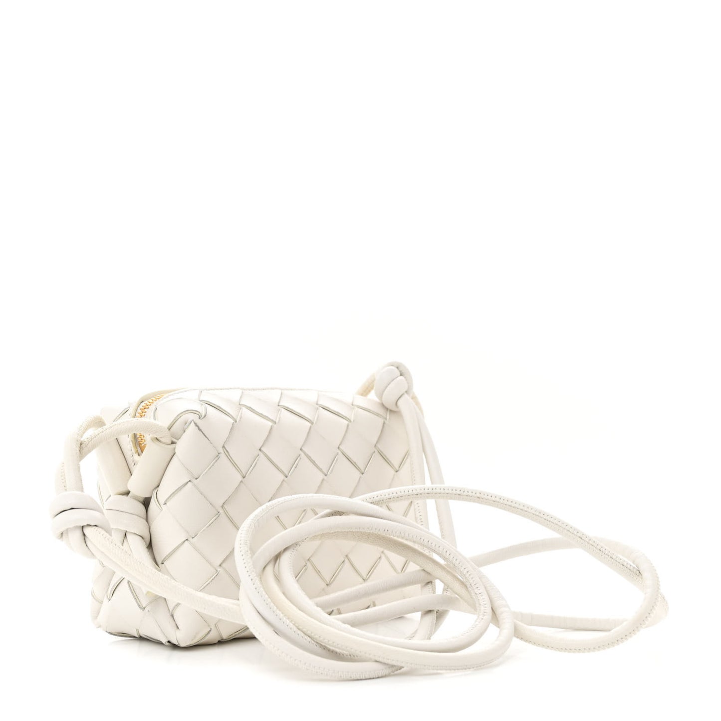 Nappa Intrecciato Candy Loop Camera Bag White