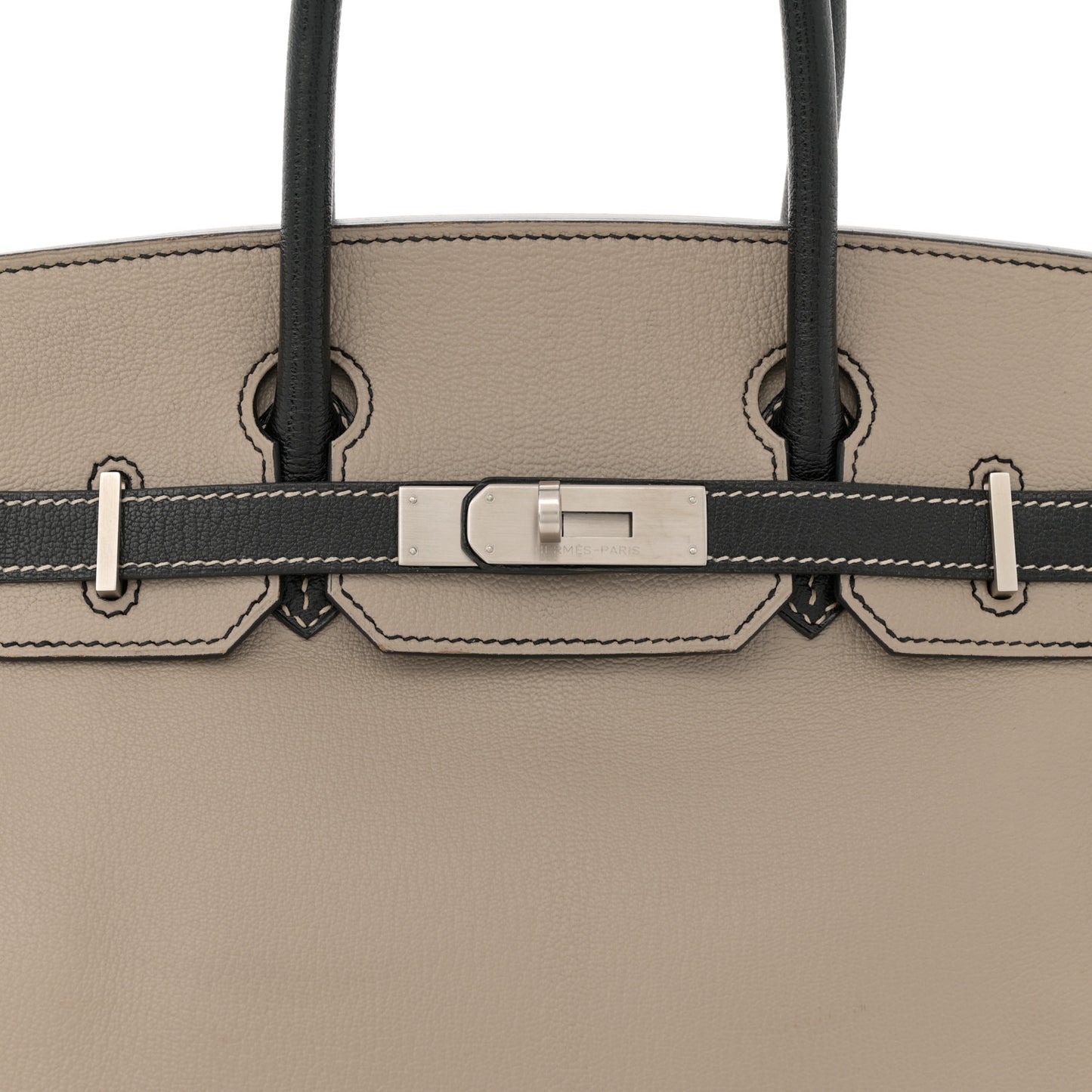 Chevre Mysore Horseshoe Birkin 30 Gris Tourterelle Black