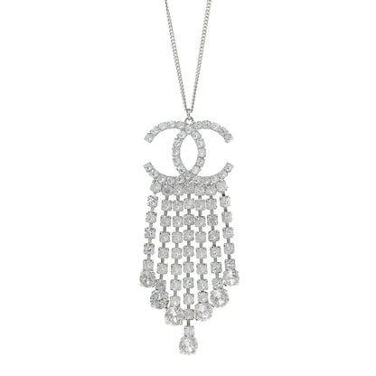Chanel Crystal CC Drop Necklace Silver 3 of 6