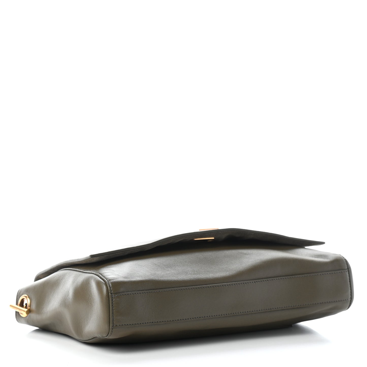Smooth Calfskin Suede Medium Reversible Monogram Kate Satchel Olive