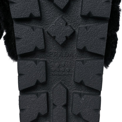 Prada Montone Metal Triangle Logo Lug Sole 20mm Slide Sandals 39 Black 6 of 8