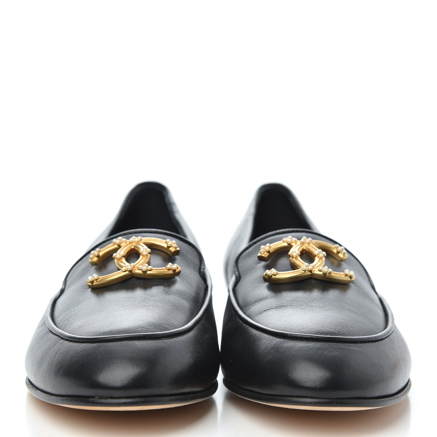 Lambskin Pearl CC Loafers 37 Black