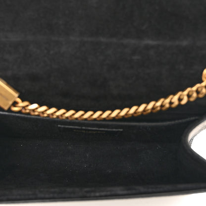 Saint Laurent Metallic Calfskin Small Monogram Kate Satchel Black Argento 6 of 9