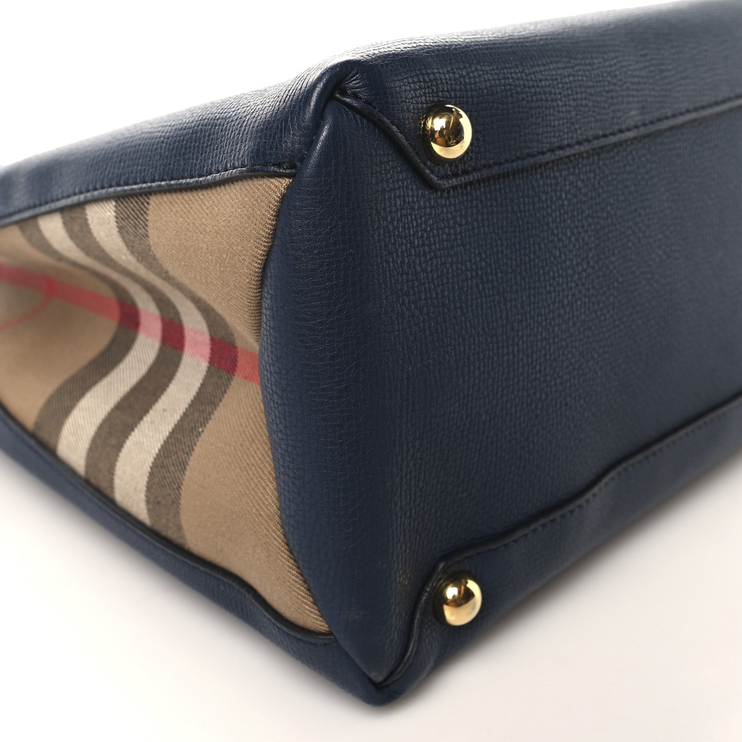 Burberry Grainy Calfskin House Check Large Banner Tote Ink Blue 9 of 10
