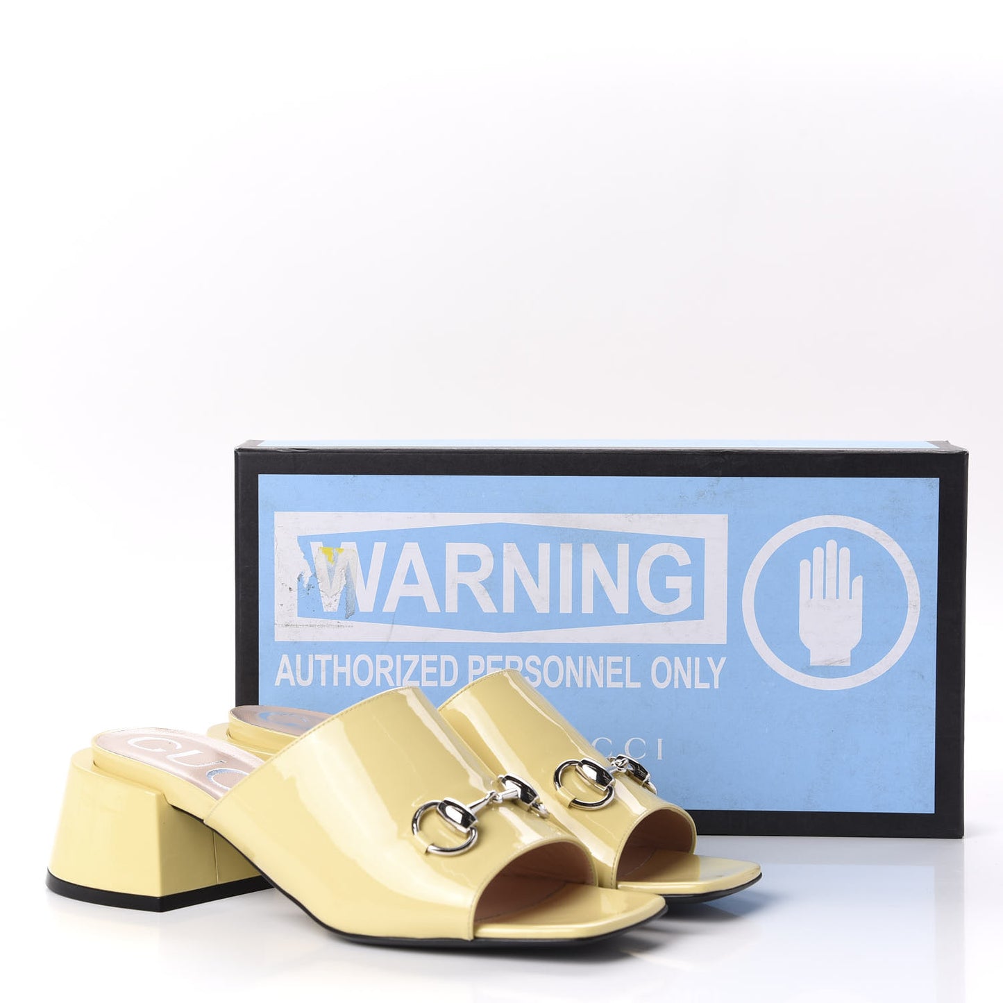 Patent Lexi Horsebit Mid-Heel Slide Sandals 38 Burro