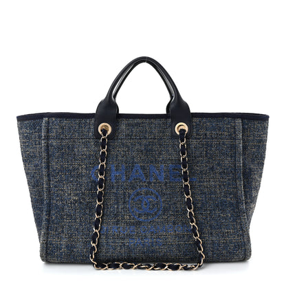 Chanel Lurex Canvas Medium Deauville Tote Navy Blue 1 of 10