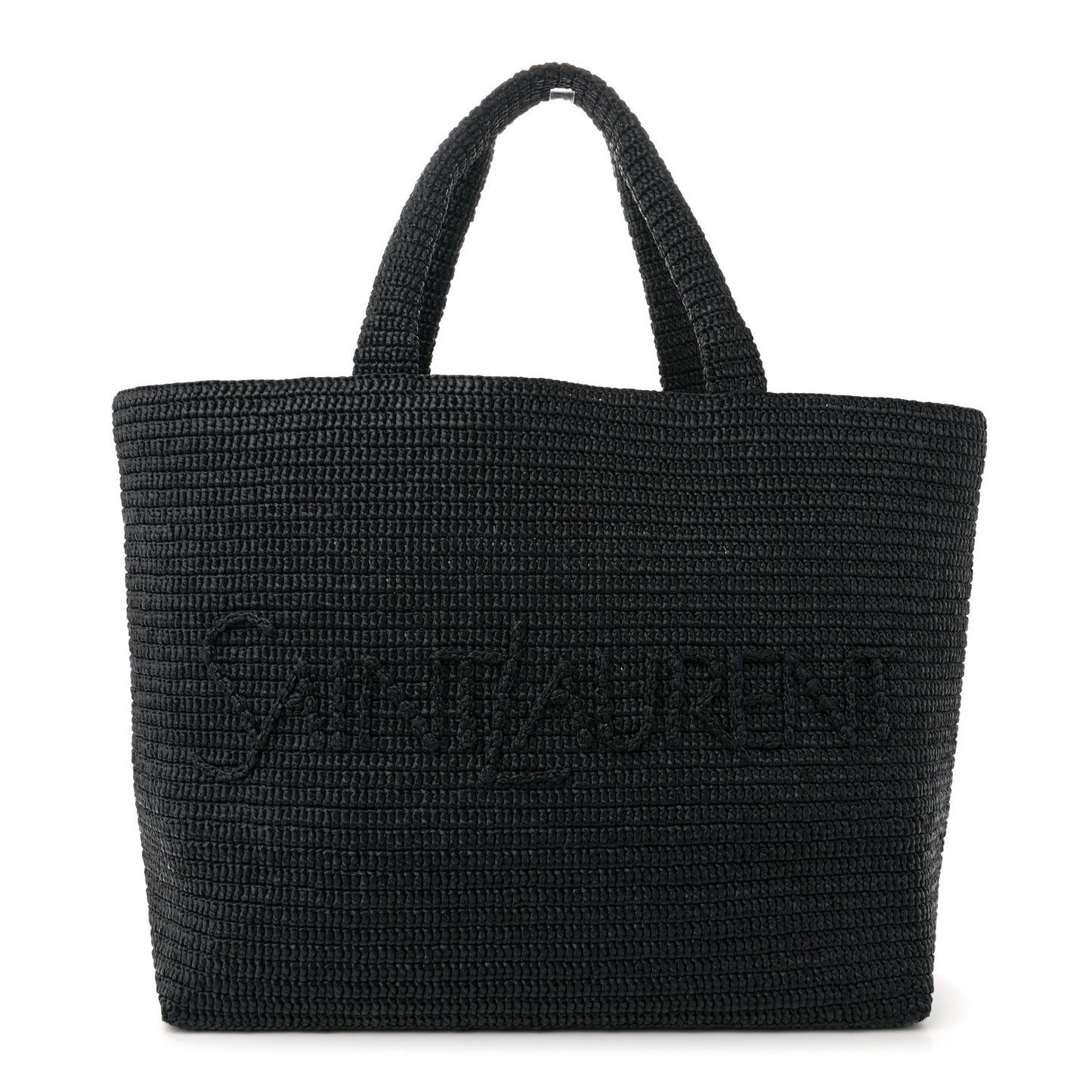 Raffia Logo Tote Black