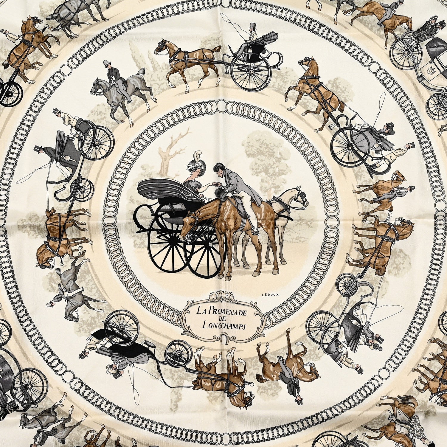 Hermes Silk La Promenade de Longchamps Scarf 90 2 of 5