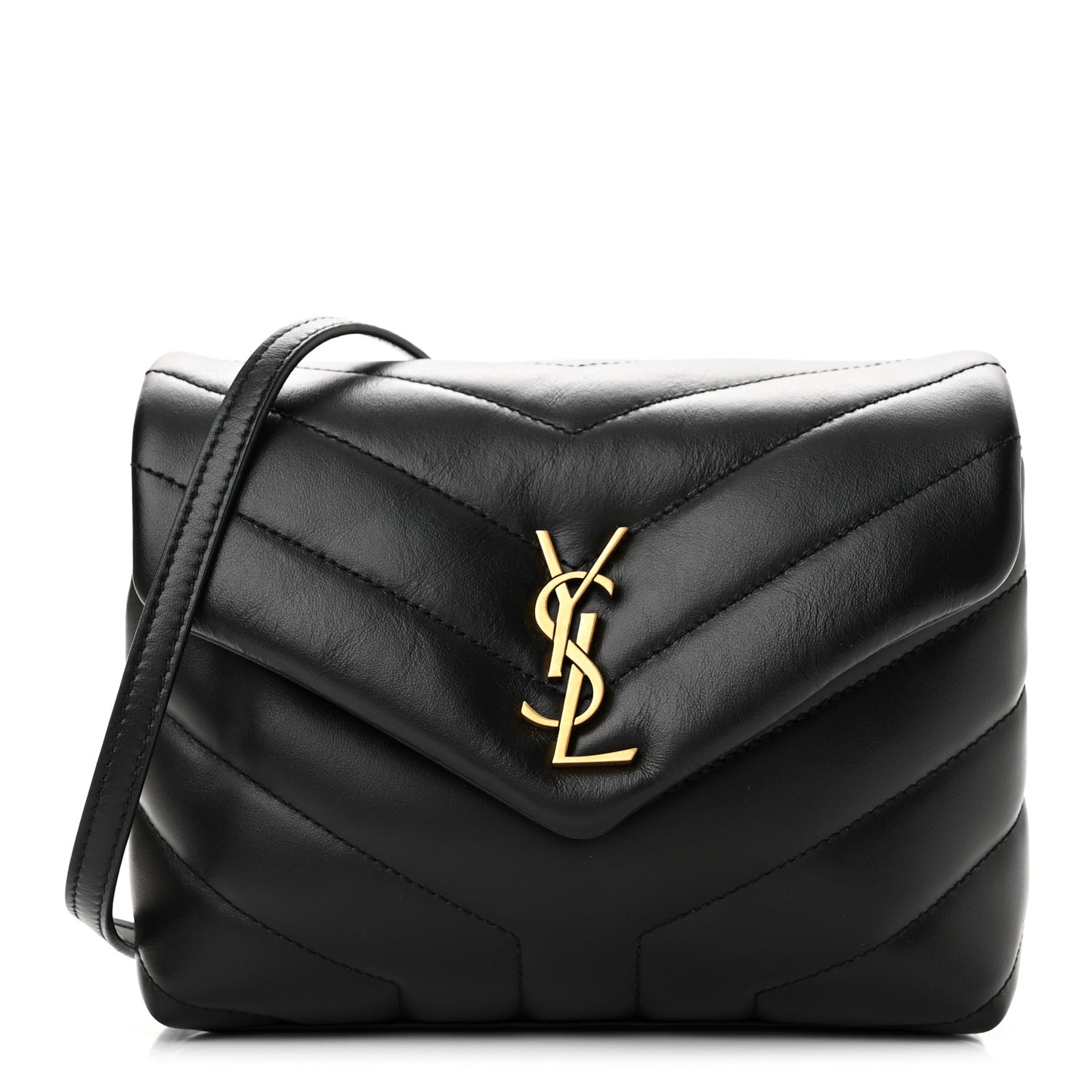 Calfskin Y Quilted Monogram Toy Loulou Crossbody Bag Black