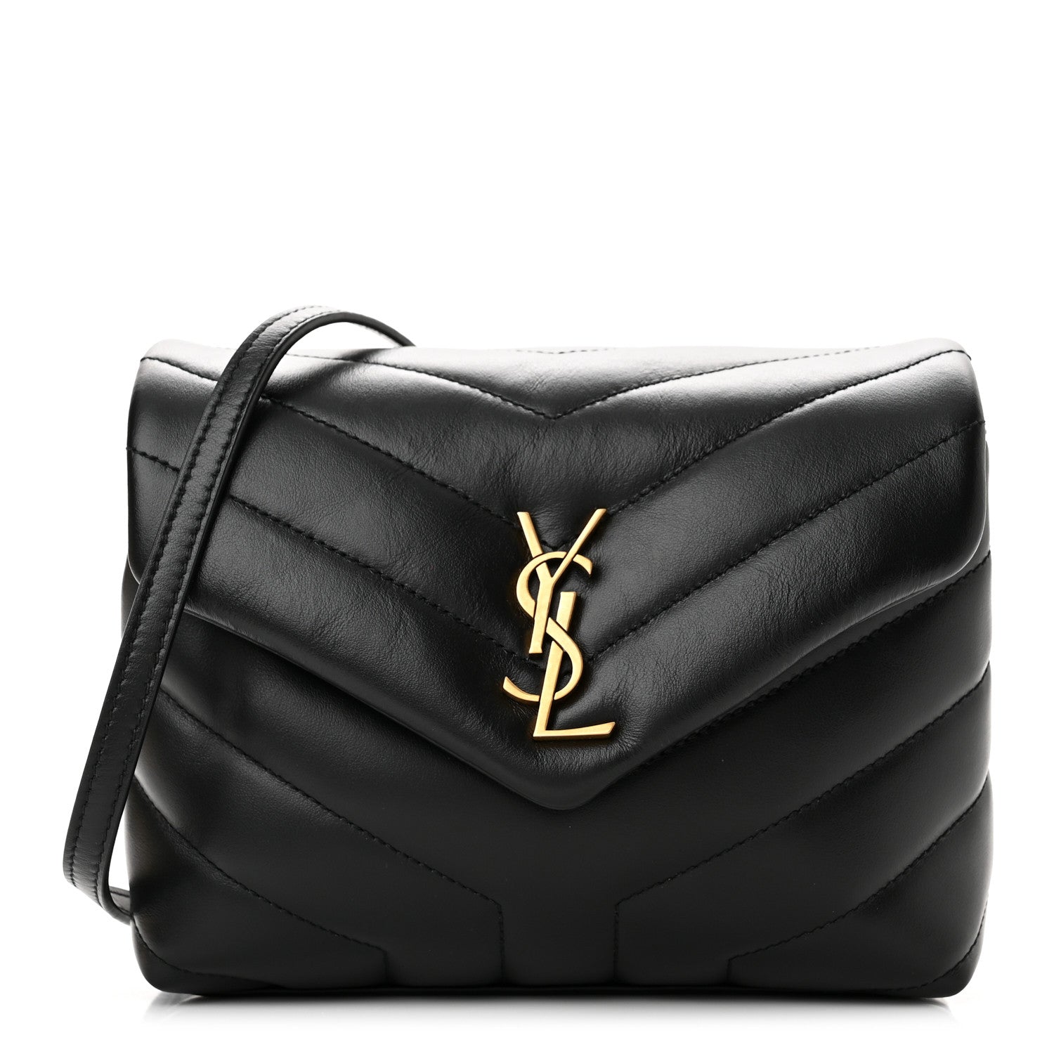 Saint Laurent Calfskin Y Quilted Monogram Toy Loulou Crossbody Bag Black 1 of 11