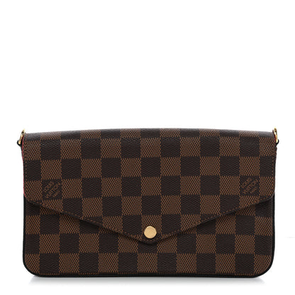 Louis Vuitton Damier Ebene Pochette Felicie Chain Wallet 1 of 11