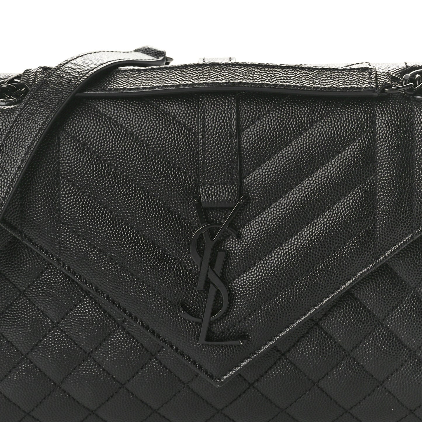 Grain De Poudre Textured Mixed Matelasse Triquilt Medium Monogram Monochrome Satchel Black