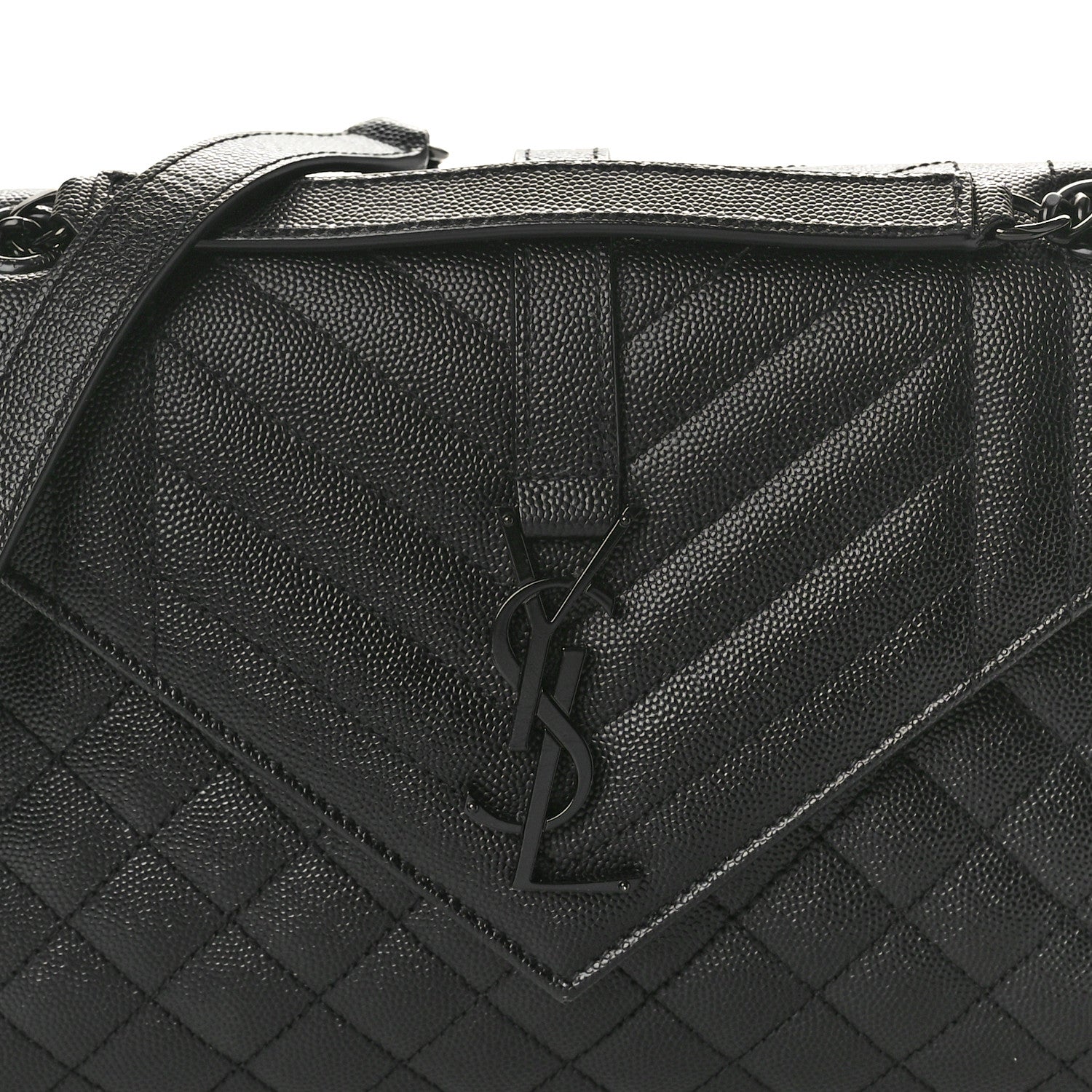 Saint Laurent Grain De Poudre Textured Mixed Matelasse Triquilt Medium Monogram Monochrome Satchel Black 7 of 10