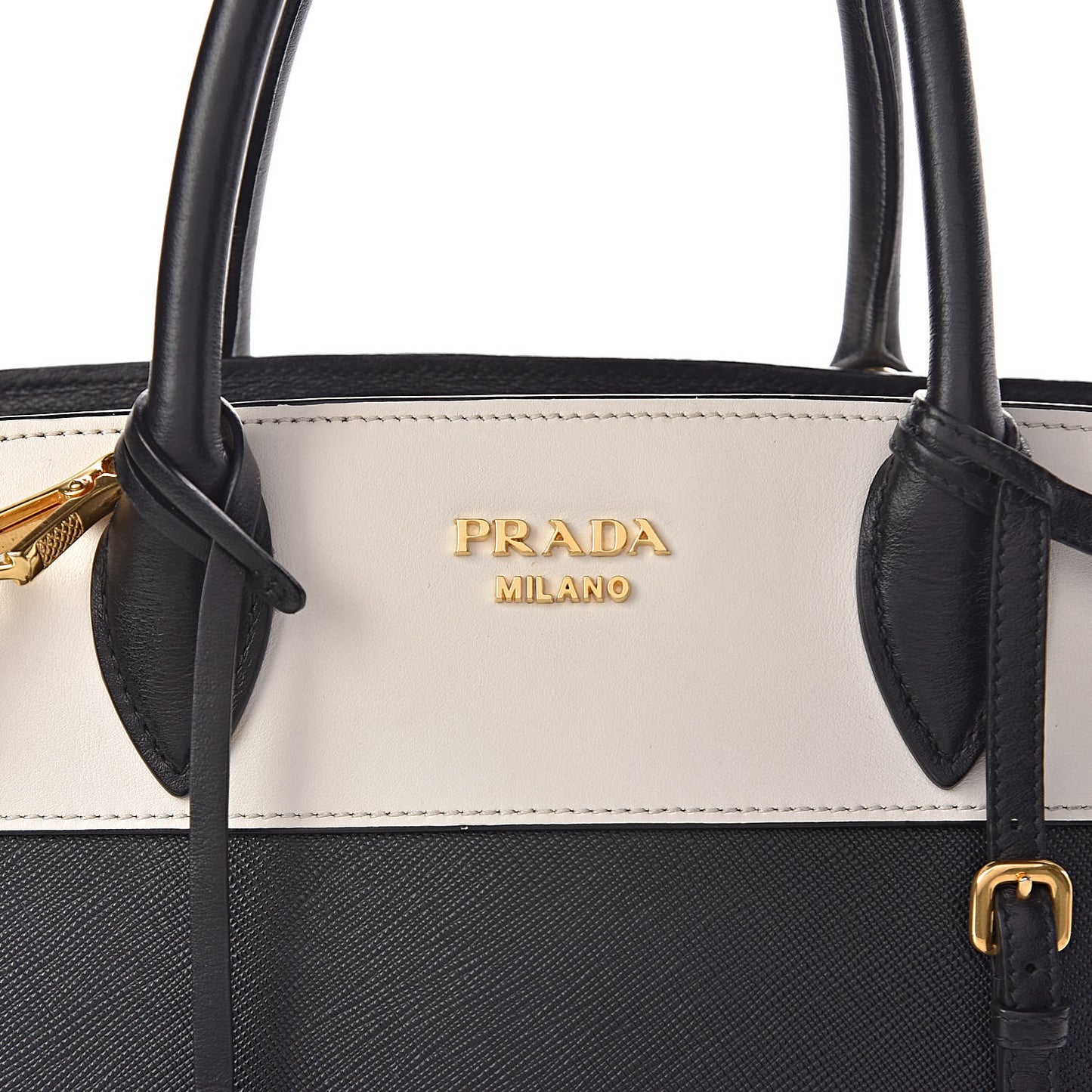 Saffiano City Calf Medium Esplanade Tote Black White