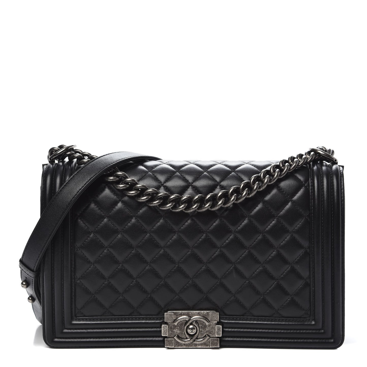 Lambskin Quilted New Medium Boy Flap Black