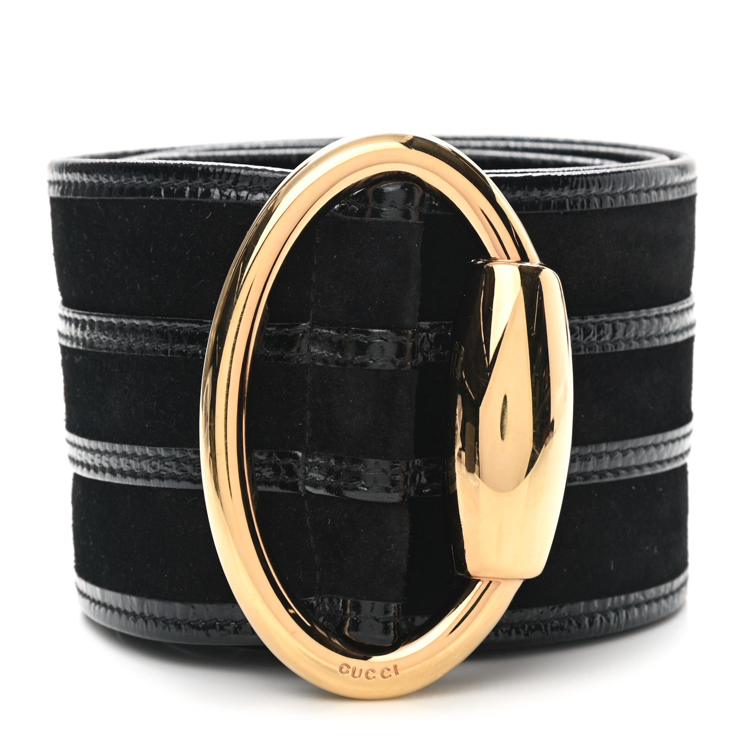Gucci Suede Patent Belt 85 34 Black 1 of 3