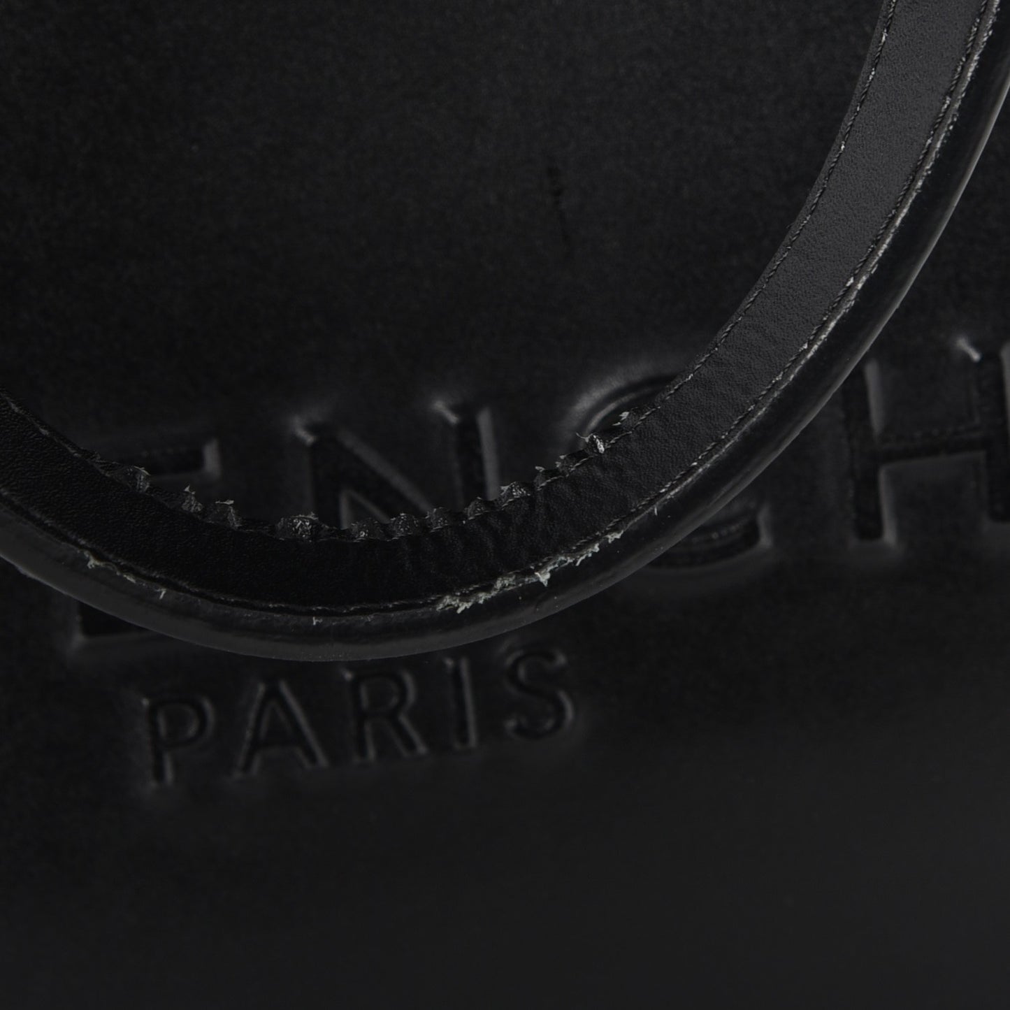 Calfskin Logo Debossed Medium Shopper Tote Black