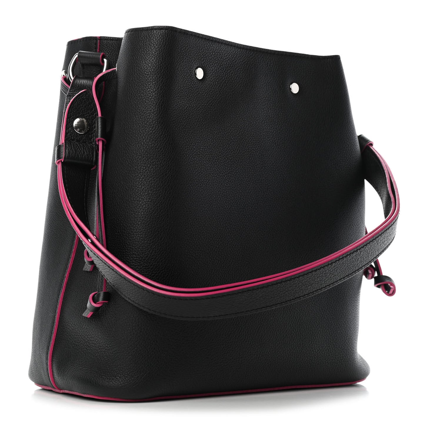 Calfskin Lockme Bucket Black