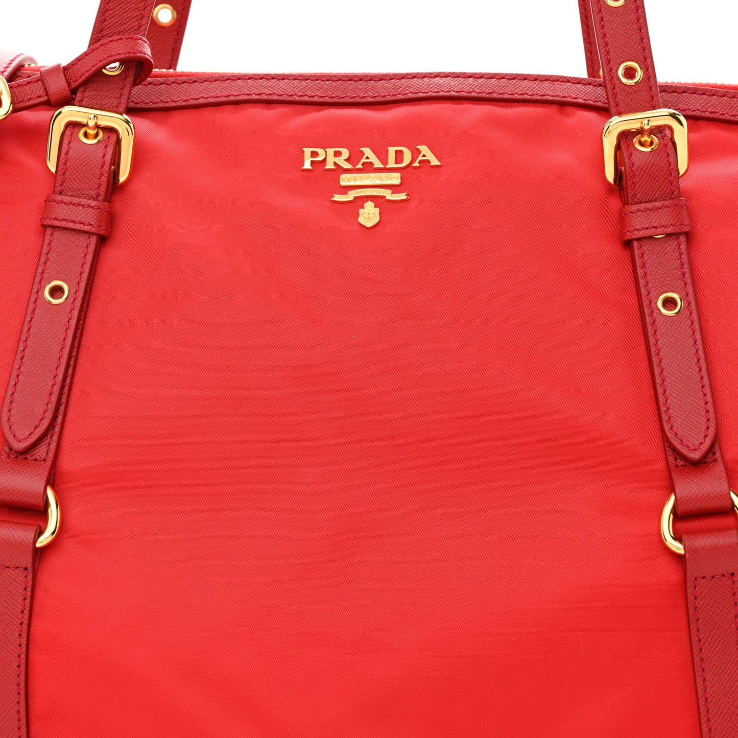 Tessuto Nylon Saffiano Tote Red