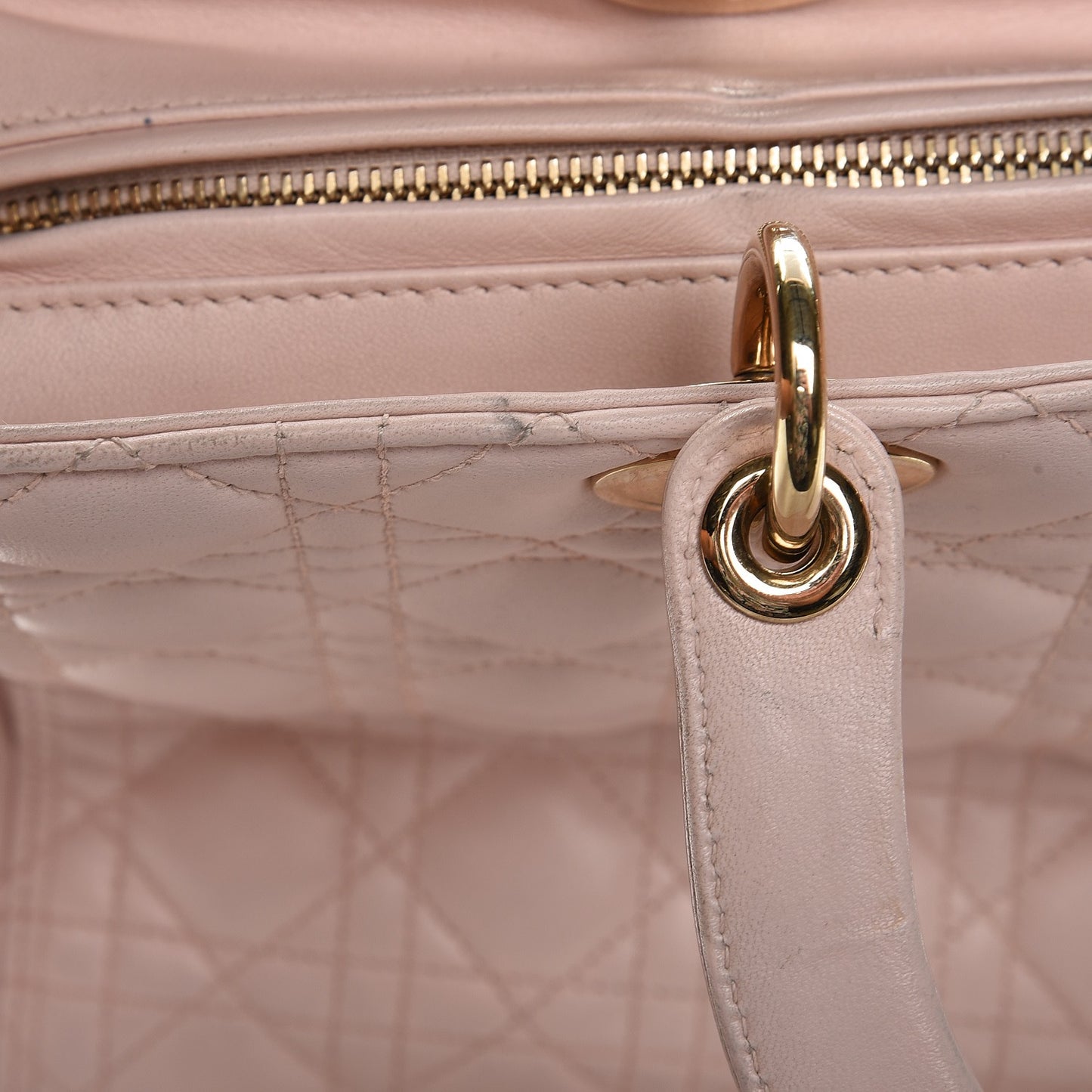 Lambskin Cannage Large Lady Dior Rose Poudre