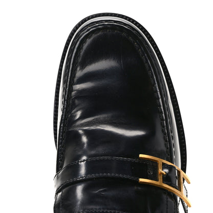 Hermes Glazed Calfskin Womens Monterey Loafers 36.5 Black 8 of 9
