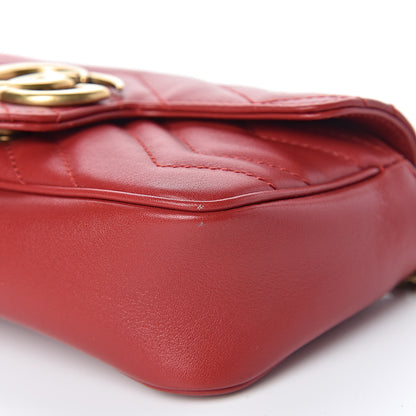 Gucci Calfskin Matelasse Super Mini GG Marmont Shoulder Bag Hibiscus Red 10 of 12