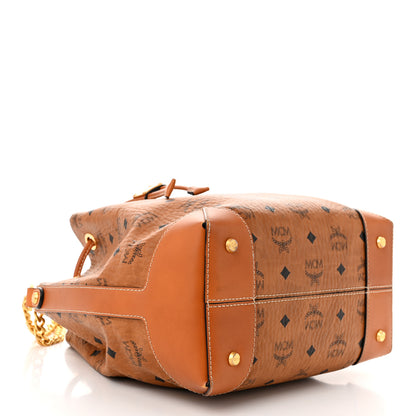 MCM Visetos Small Soft Berlin Drawstring Bucket Bag Cognac 4 of 10