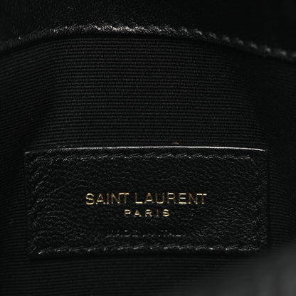 Saint Laurent Calfskin Crocodile Embossed Uptown Monogram Clutch Black 6 of 8