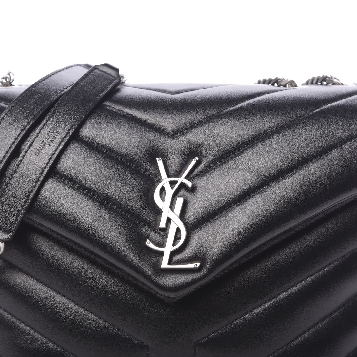 Saint Laurent Calfskin Y Quilted Monogram Small Loulou Chain Satchel Black 9 of 9