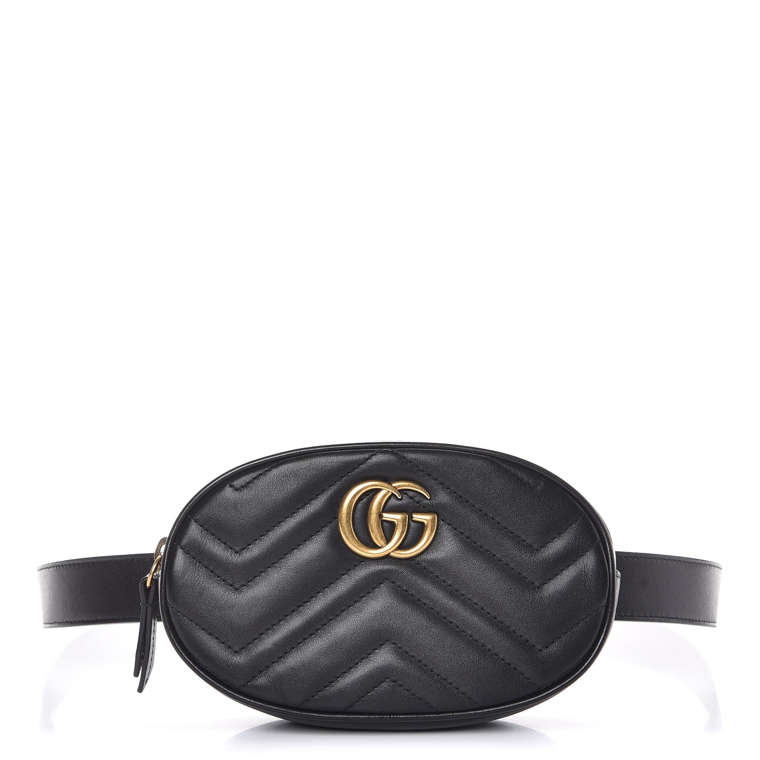 Gucci Calfskin Matelasse GG Marmont Belt Bag 95 38 Black 1 of 8