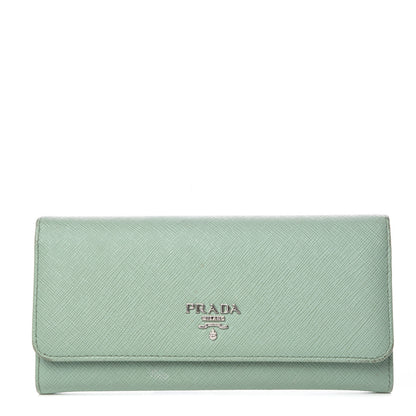Prada Saffiano Metal Continental Flap Wallet Acquamarina 1 of 16