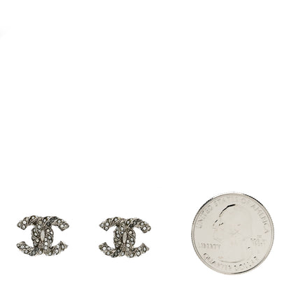Chanel Crystal Pearl Twisted CC Earrings Silver 2 of 4