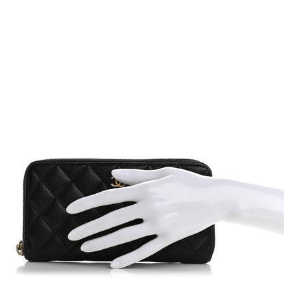 Chanel Caviar Quilted Large Gusset Zip Around Wallet Black 2 of 14