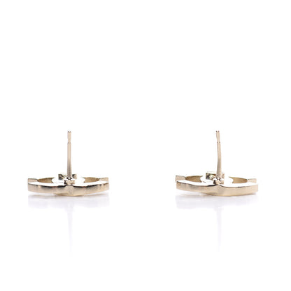 Chanel Crystal Metal CC Paris Button Stud Earrings Gold 6 of 6