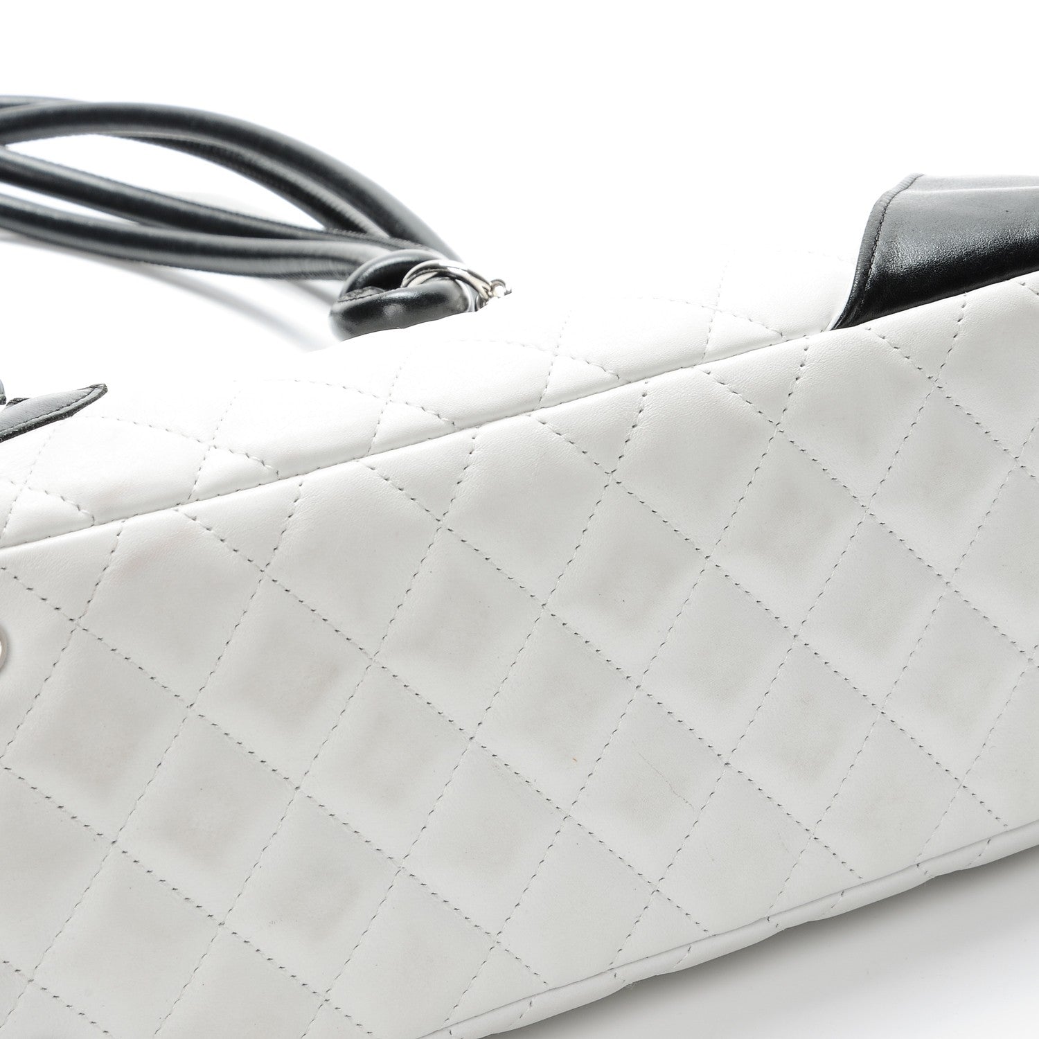 Chanel Calfskin Quilted Large Cambon Bowler White Black 12 of 13