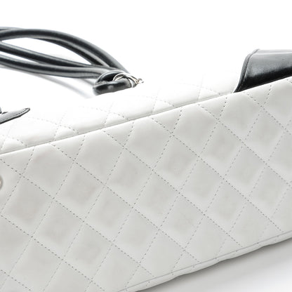 Chanel Calfskin Quilted Large Cambon Bowler White Black 12 of 13