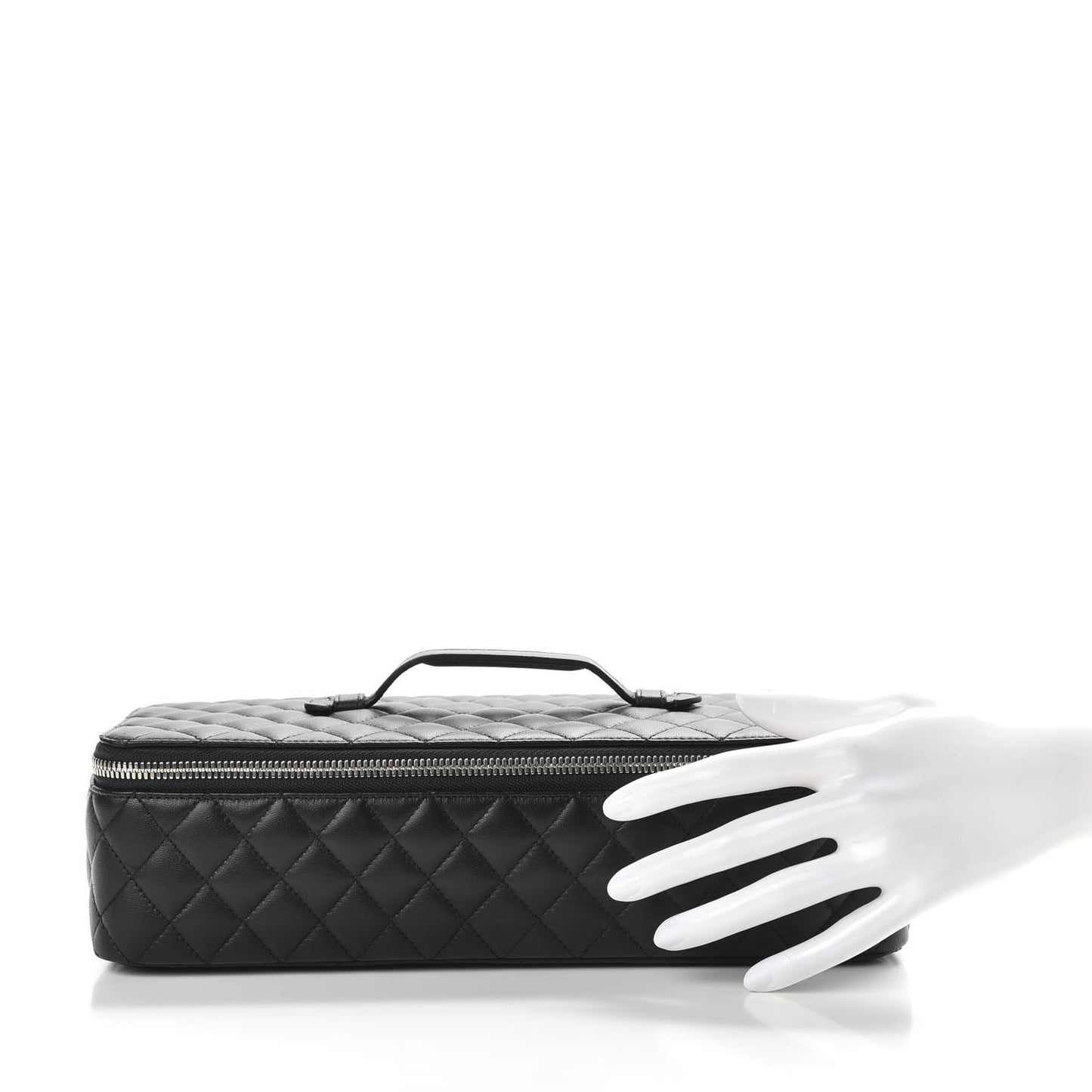 Lambskin Quilted Large Jewelry Case Black