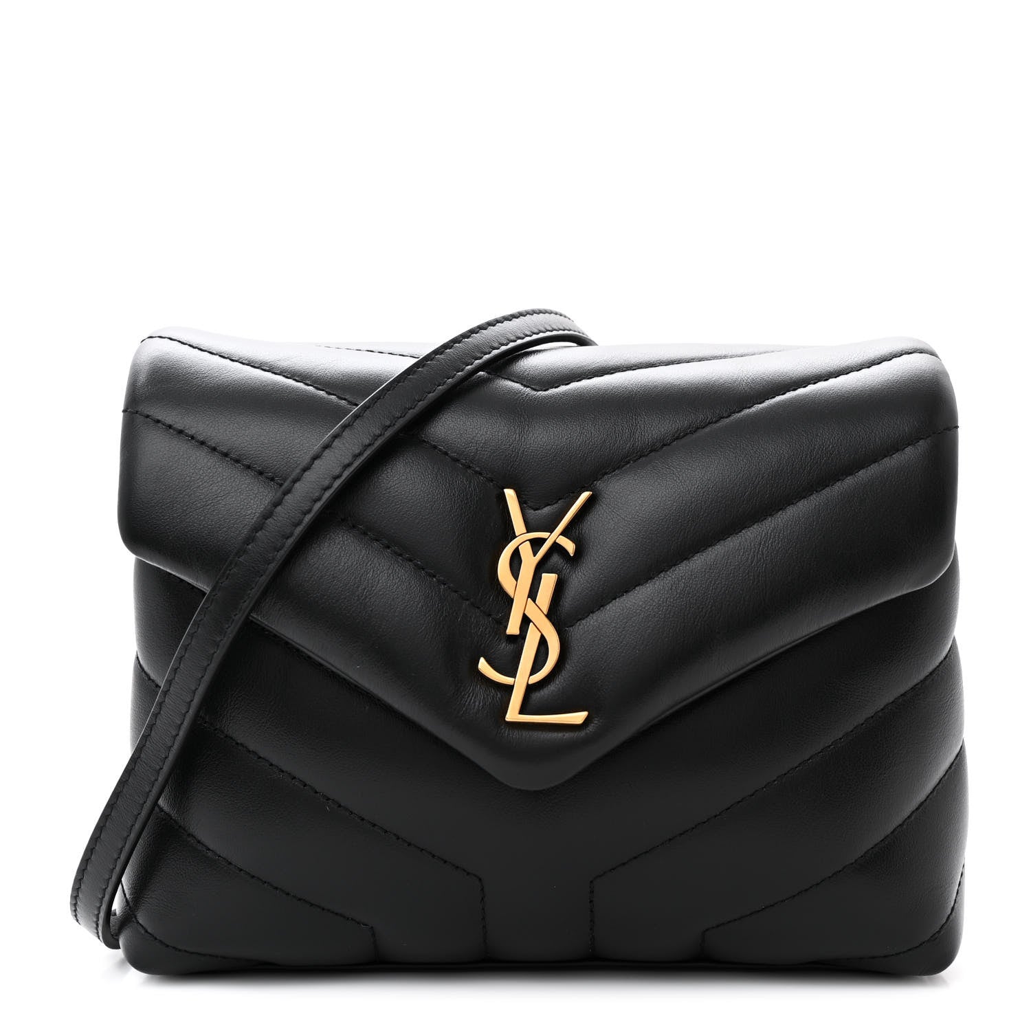 Saint Laurent Calfskin Y Quilted Monogram Toy Loulou Crossbody Bag Black 1 of 14