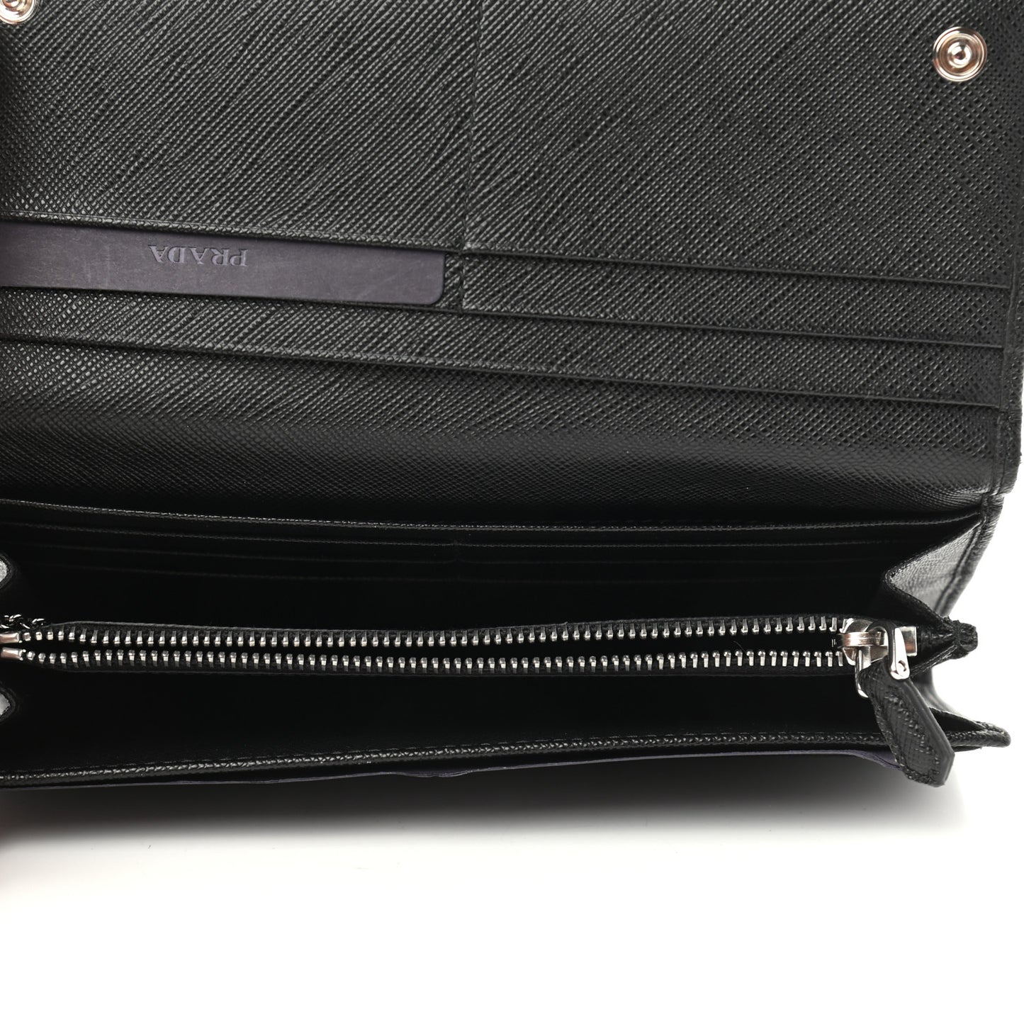 Saffiano Triangle Logo Continental Flap Travel Wallet Black