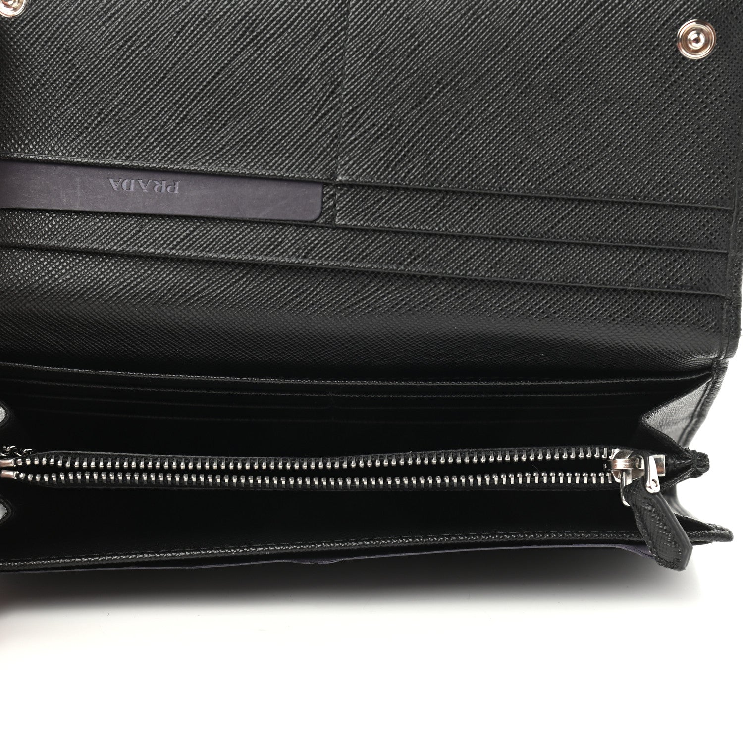 Prada Saffiano Triangle Logo Continental Flap Travel Wallet Black 4 of 6
