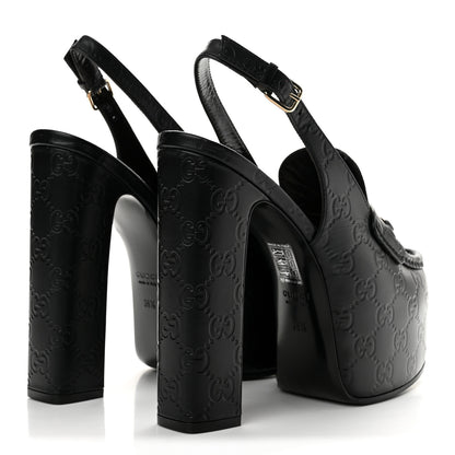 Gucci Guccissima Horsebit Platform 70/160mm Slingback Mules 38.5 Black 5 of 10