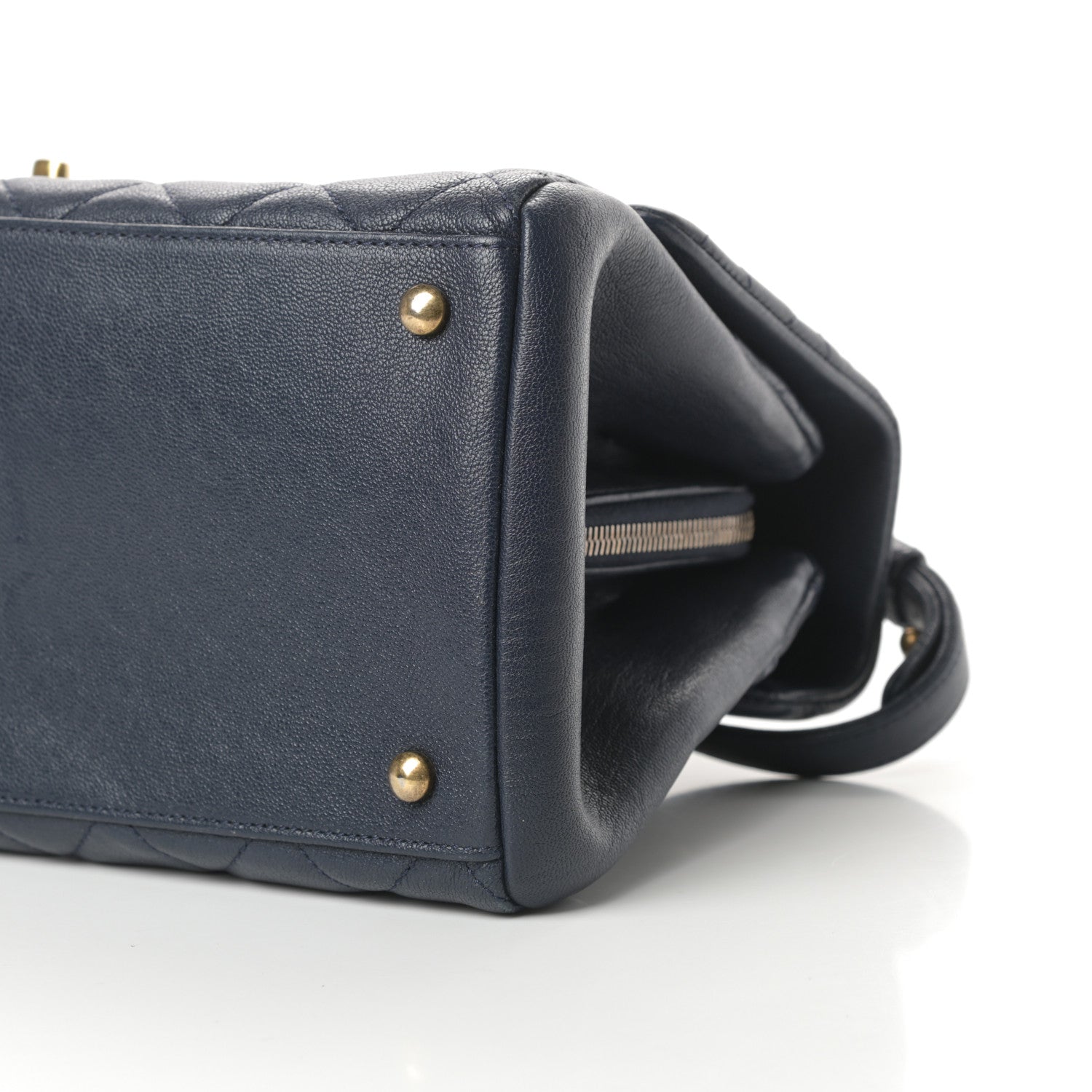 Chanel Shiny Sheepskin Quilted Large Trapezio Flap Navy 10 of 11